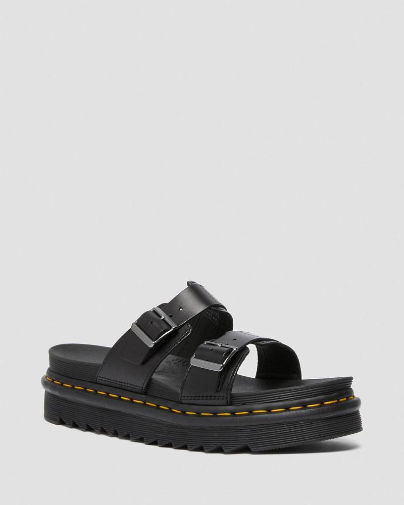 Dr Martens Myles Brando Leren Gesp Sandalen Heren Zwart | NL 173CTV